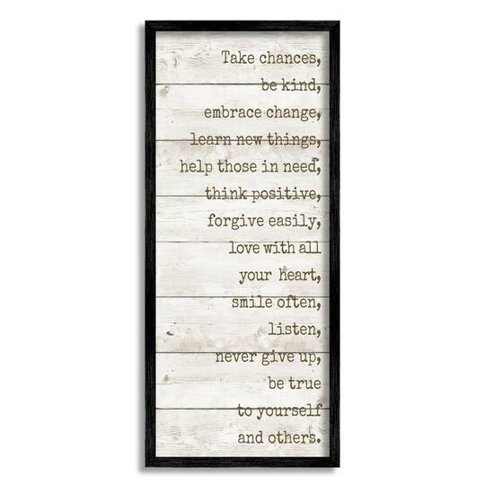 Stupell Industries Take Chances Family Home Inspirational Word Textured Wood Design Framed Wall Art